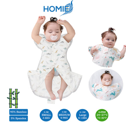 Bamboo Swaddle Sack (0–12M) – Two-Way Zipper & Leg Freedom