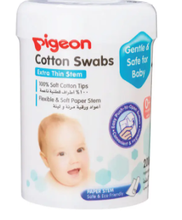 Cotton Swabs Paper Stem Extra Thin 200 pcs by Pigeon