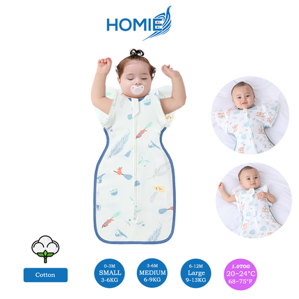 (B) 2 in 1 Transitional Swaddle Cotton & Bamboo Material