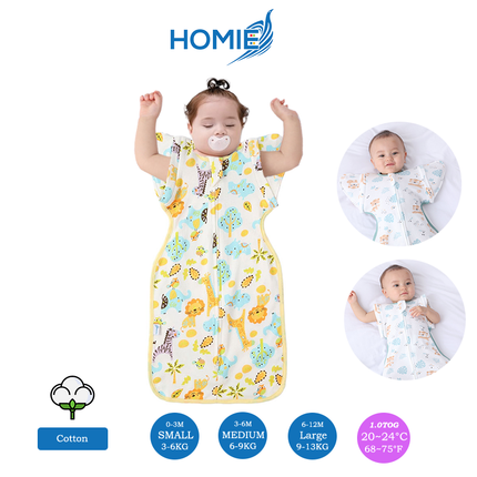 (B) 2 in 1 Transitional Swaddle Cotton & Bamboo Material