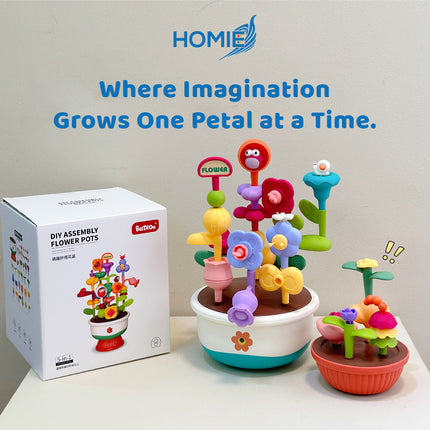 HOMIE DIY ASSEMBLY FLOWER POTS educational creative garden building toy (Flower Garden Kit)