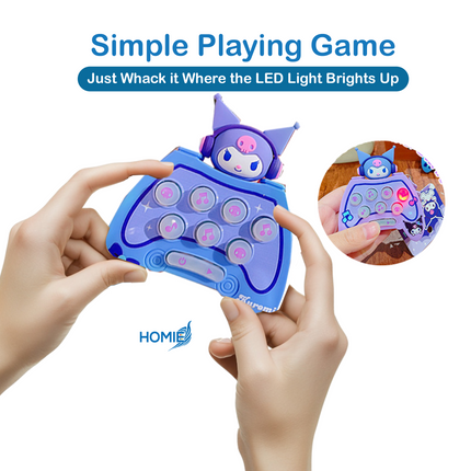 Cute & Creative Game Machine Keychain Bag (Kuromi) Handheld Mini Games with Light & Electronic Music