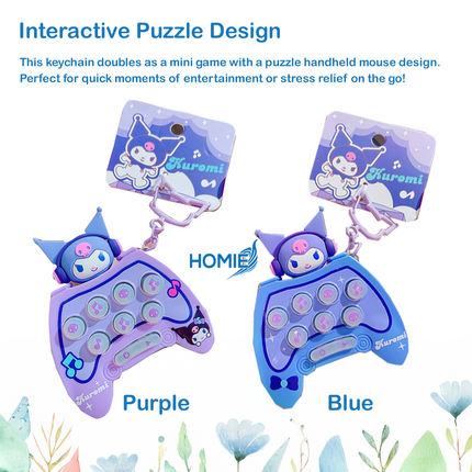 Cute & Creative Game Machine Keychain Bag (Kuromi) Handheld Mini Games with Light & Electronic Music