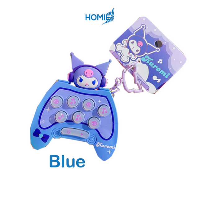 Cute & Creative Game Machine Keychain Bag (Kuromi) Handheld Mini Games with Light & Electronic Music