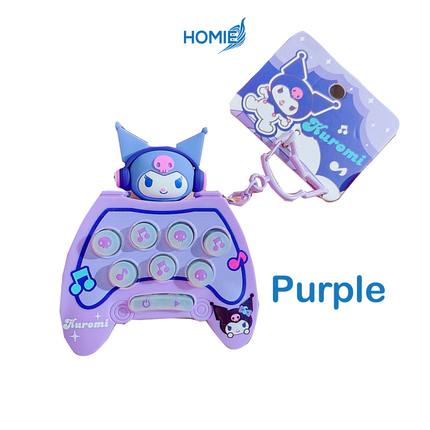 Cute & Creative Game Machine Keychain Bag (Kuromi) Handheld Mini Games with Light & Electronic Music