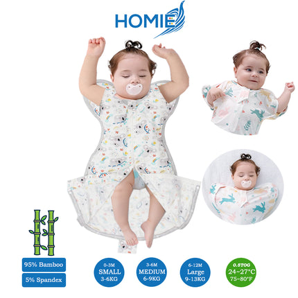 Bamboo Swaddle Sack (0–12M) – Two-Way Zipper & Leg Freedom