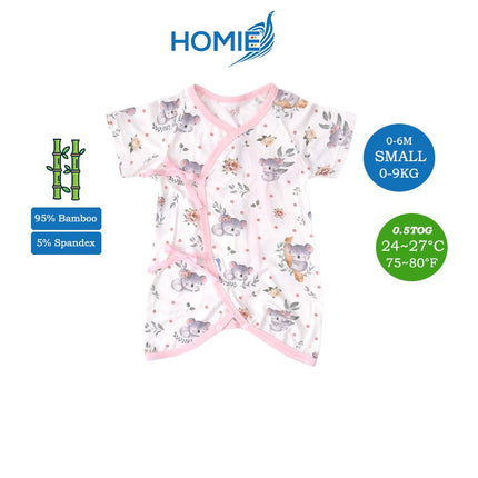 0-6m Bamboo Bodysuit Romper/Ribbon-side Romper