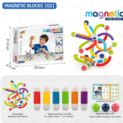 Magnetic Rod Building Blocks and Ties