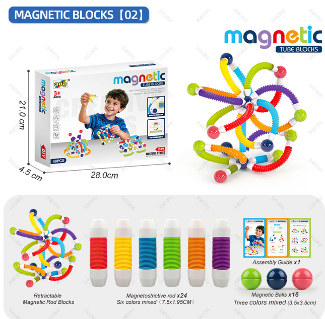 Magnetic Rod Building Blocks and Ties