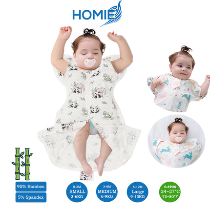 Bamboo Swaddle Sack (0–12M) – Two-Way Zipper & Leg Freedom