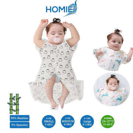 Bamboo Swaddle Sack (0–12M) – Two-Way Zipper & Leg Freedom