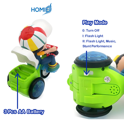 Stunt Bicycle 360 Degree Electric Rotating Lighting & Music/Dancing Bike Tricycle Stunning Sounds