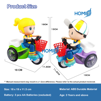 Stunt Bicycle 360 Degree Electric Rotating Lighting & Music/Dancing Bike Tricycle Stunning Sounds