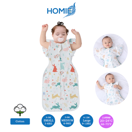 (B) 2 in 1 Transitional Swaddle Cotton & Bamboo Material
