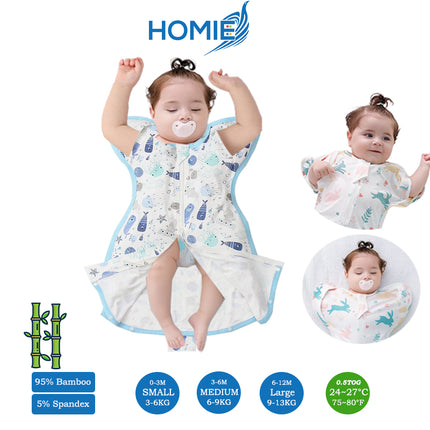 Bamboo Swaddle Sack (0–12M) – Two-Way Zipper & Leg Freedom