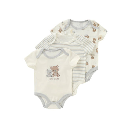 HOMIE【Cotton Baby Romper 3pcs/set】Clothes for Babies Three-Piece Set Rompers (Newborn to 9 Months)
