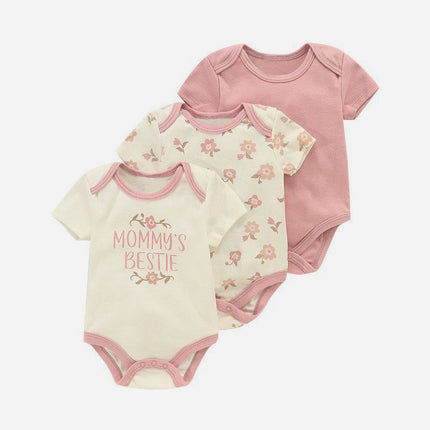 HOMIE【Cotton Baby Romper 3pcs/set】Clothes for Babies Three-Piece Set Rompers (Newborn to 9 Months)