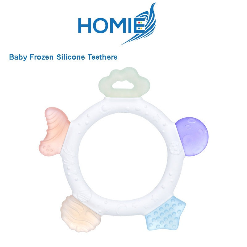 【HOMIE Silicone Baby Teether】]Baby Teething Ring Toys Frozen Silicone Teethers for Babies 3-12 Months