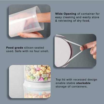 Airtight Rounded Powder Container UV & Transparent Style (800/1500/2000ml)