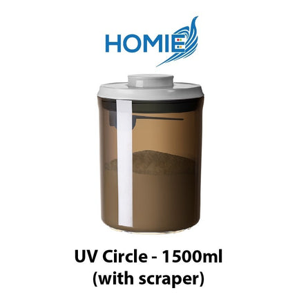 Airtight Rounded Powder Container UV & Transparent Style (800/1500/2000ml)