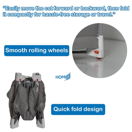 HOMIE Foldable Baby Travel Cot with 2-Level Bed & Cradle – Multifunctional Portable Playpen Sleeper