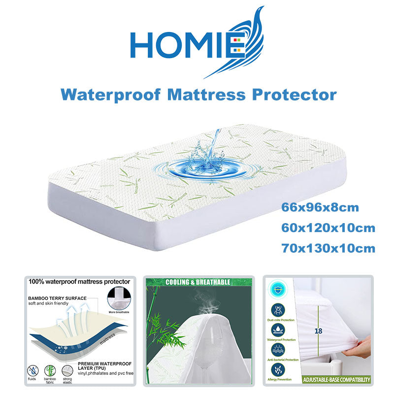 🏅HOMIE UltraSoft BabyCot Waterproof Bamboo Mattress Protector/Cooling Waterproof Bedsheet/Breathable