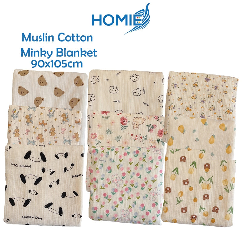 90x105cm HOMIE Baby Muslin Cotton Minky Blanket/Baby blanket/AirconBlanket/Blanket