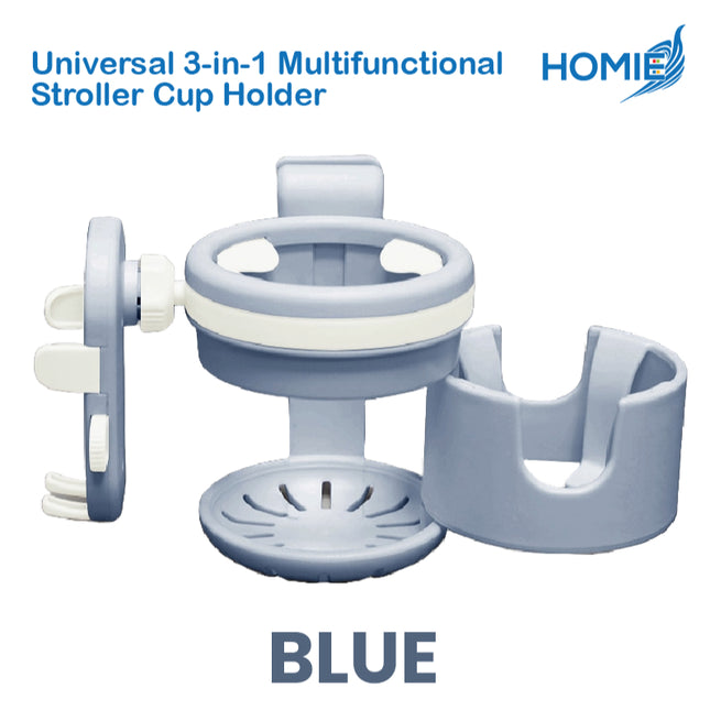 Universal 3-in-1 Multifunctional Stroller Cup Holders with Phone Holder/360° Rotate Adjustment