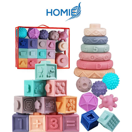 3 in 1 Montessori Toys for Babies 0+ Months /Soft Baby Teething Toys