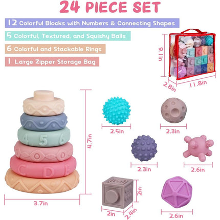 3 in 1 Montessori Toys for Babies 0+ Months /Soft Baby Teething Toys
