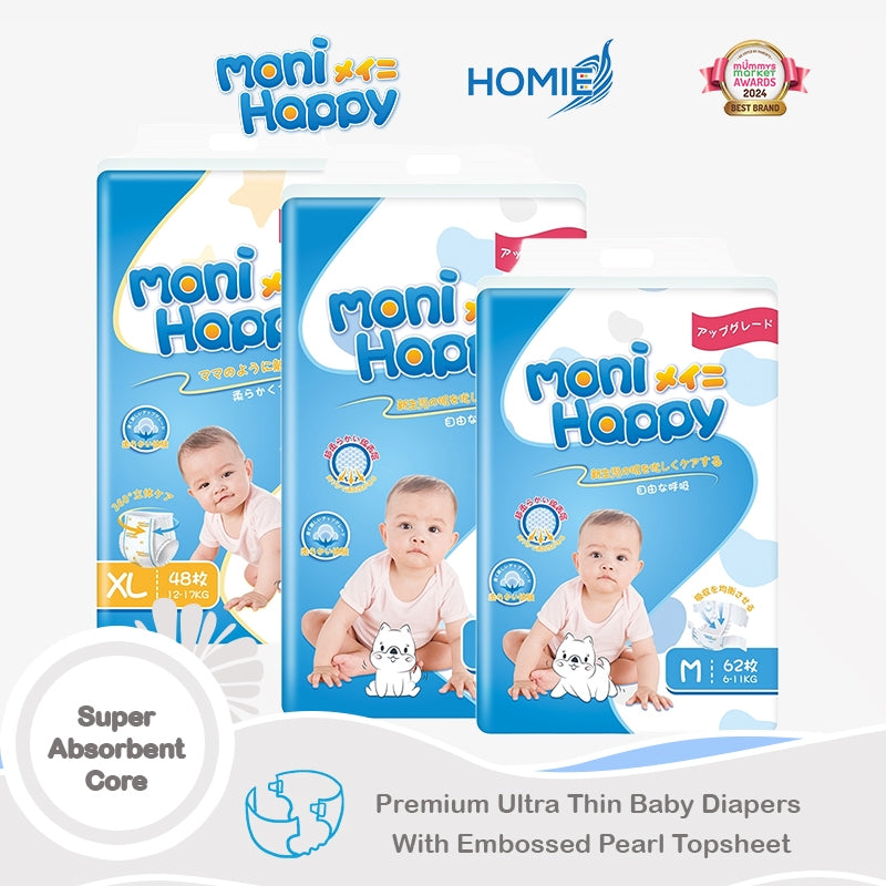 HOMIE MONI Happy Diaper Premium Ultra Thin Baby Diapers With Emboss HOMIE.SG