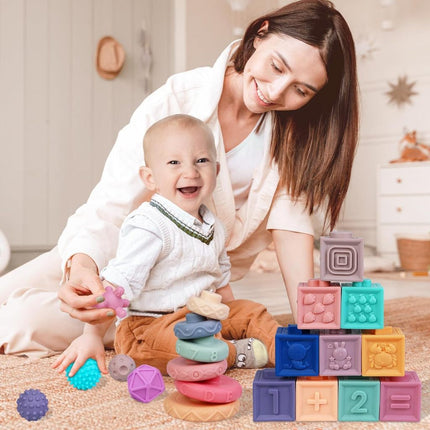 3 in 1 Montessori Toys for Babies 0+ Months /Soft Baby Teething Toys