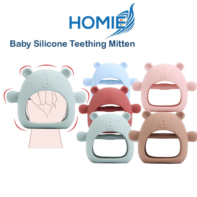 Bear Teething Mitten for Babies Over 3 Months (Anti Dropping Wrist Hand Teethers)