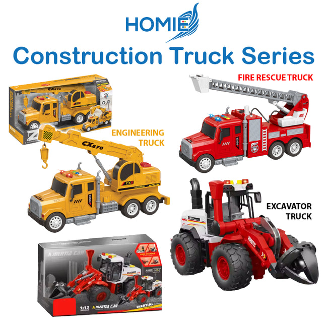 HOMIE Construction Truck Series/Fire Rescue/Engineering/Excavator Truck/Musical Light/Vehicle Rotate