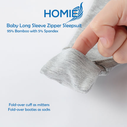 (C) Bamboo Long Sleeve Zipper Sleepsuit/Baby Romper