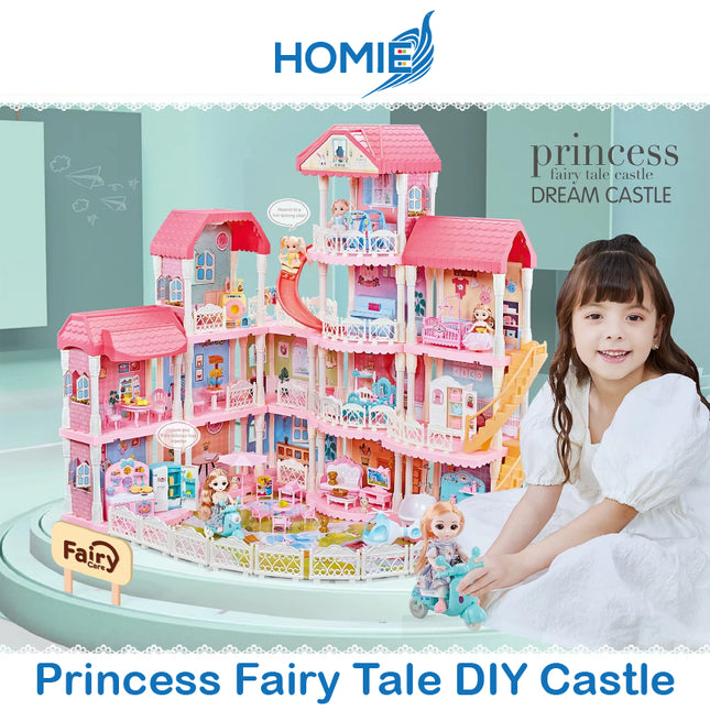 HOMIE Princess Fairy Tale DIY Dream Castle/Girl Play Large House Doll Building/CastleVilla FunnyDIY