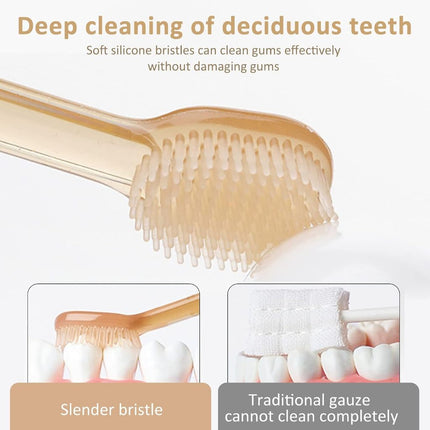 Baby Toothbrush and Baby Tongue Cleaner for Toddler Oral Care, Soft Silicone Toothbrush