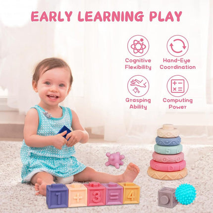 3 in 1 Montessori Toys for Babies 0+ Months /Soft Baby Teething Toys