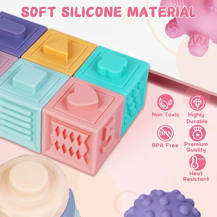 3 in 1 Montessori Toys for Babies 0+ Months /Soft Baby Teething Toys