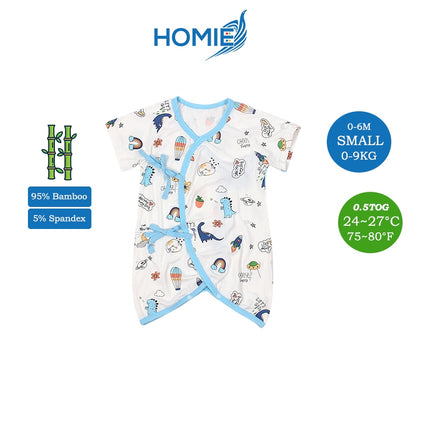 HOMIE 0-6m Bamboo Bodysuit Romper/Ribbon-side Romper