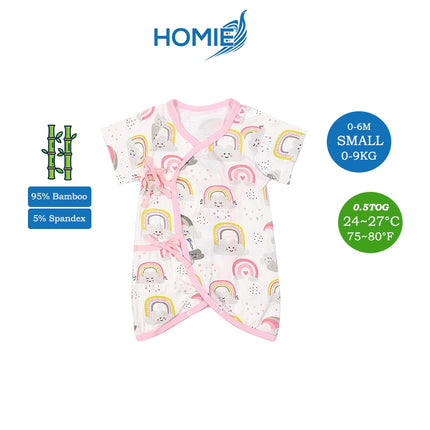 HOMIE 0-6m Bamboo Bodysuit Romper/Ribbon-side Romper