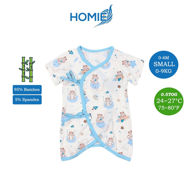 HOMIE 0-6m Bamboo Bodysuit Romper/Ribbon-side Romper