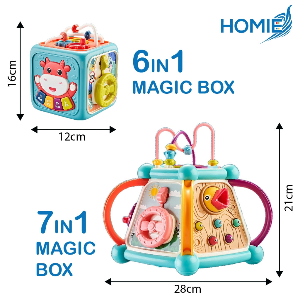 HOMIE 6in1&7in1 Magic Box Educational Learning Multifunctional Musical Activity Center Shape Sorter