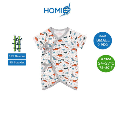HOMIE 0-6m Bamboo Bodysuit Romper/Ribbon-side Romper