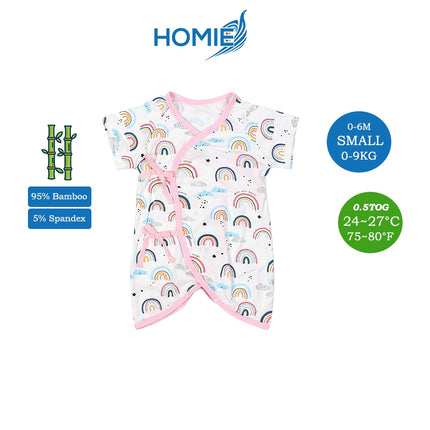 HOMIE 0-6m Bamboo Bodysuit Romper/Ribbon-side Romper