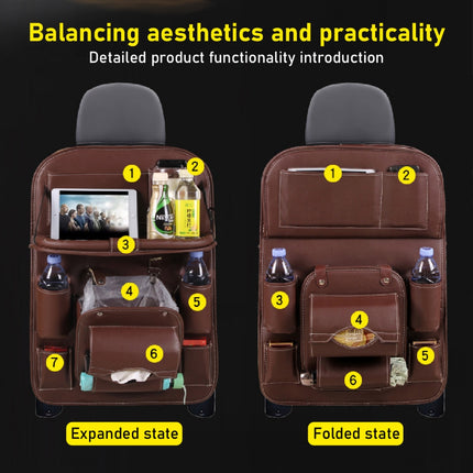 HOMIE PU Leather Premium Car SeatBack Organizer Travel Accessories