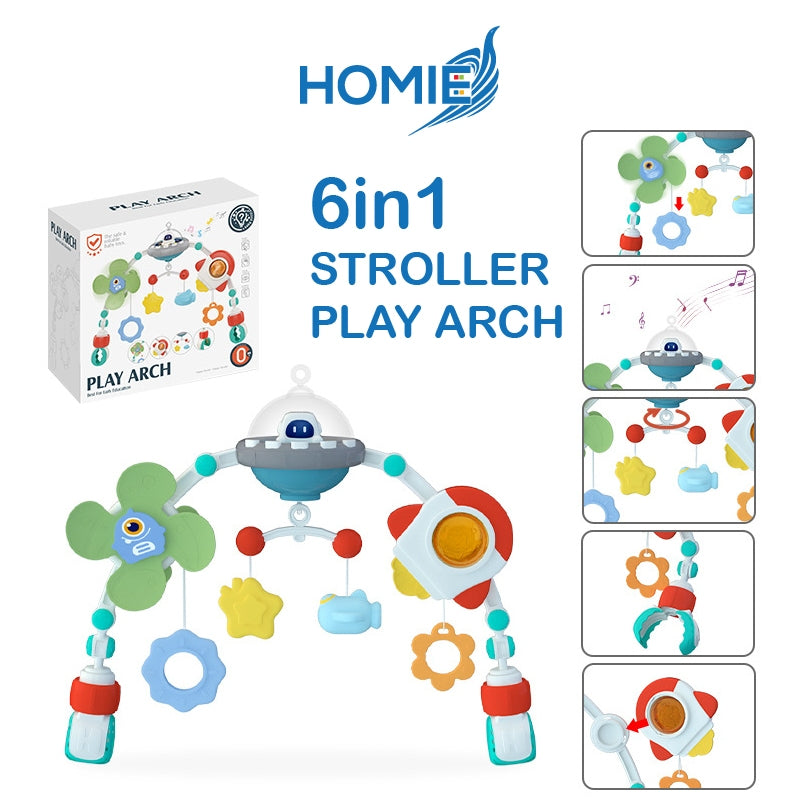 HOMIE 6in1 Stroller Musical Baby Play Arch/Travel CarSeat /Crib/Baby Chair Toys for Toddler Infants