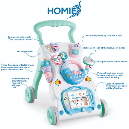 HOMIE Stand Walk Learning Baby Push Walker/Prevents Rollovers, Multiple Modes, Sit & Play 6-18months