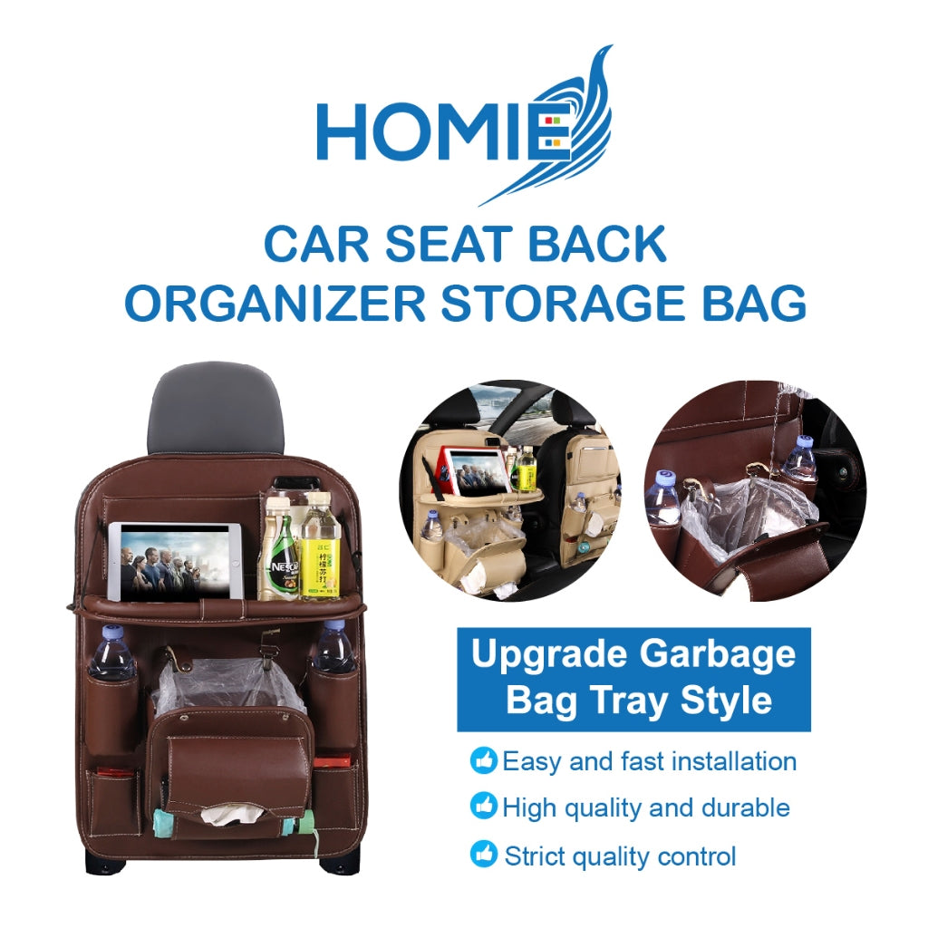 HOMIE PU Leather Premium Car SeatBack Organizer Travel Accessories