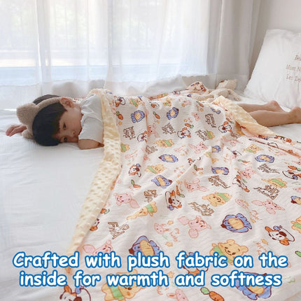 HOMIE Snuggle Soft Minky Baby Blankets/Ultra-Soft Minky Dot Fabric & Cute Cartoon Prints【110x150cm】